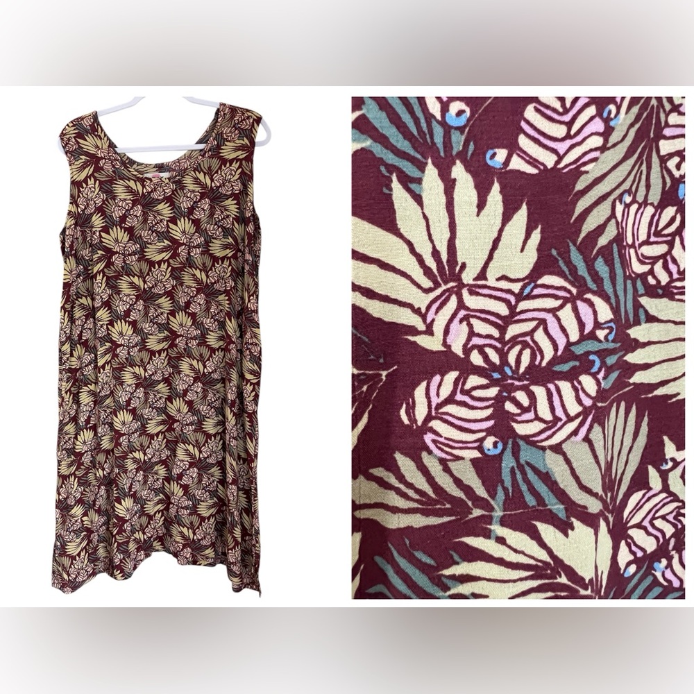 Flax Vintage Rayon Dress Women’s M Floral Sleeveless Slipster Artsy ** Resized**